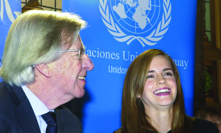Astori y Emma Watson. Foto: PARLAMENTO DEL URUGUAY